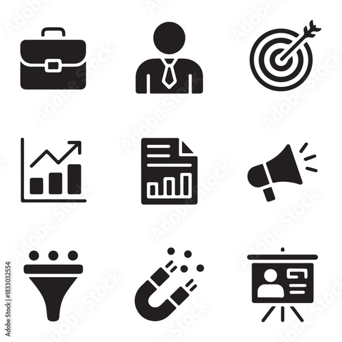 Sales team icon set vector