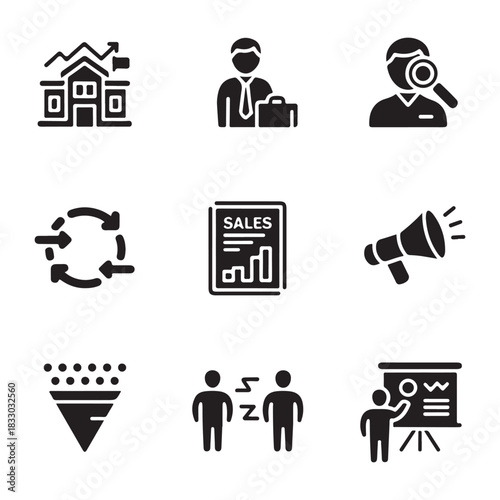 Sales team icon set vector