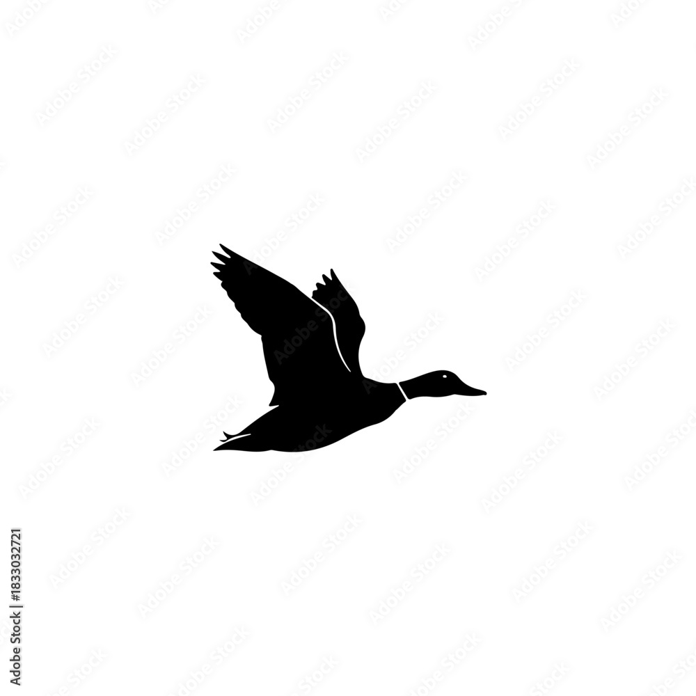 Obraz premium Silhouette of a flying duck isolated on transparent background