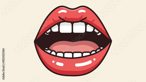 Anatomy of the Mouth: A detailed illustration of the open human mouth, revealing the teeth, tongue, and throat in a clear and educational depiction.