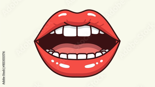 Anatomy of the Mouth: A detailed illustration of the open human mouth, revealing the teeth, tongue, and throat in a clear and educational depiction.