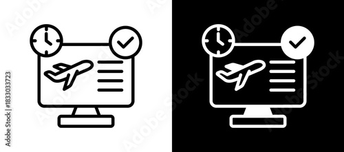Flight Check-In whiteblack icon