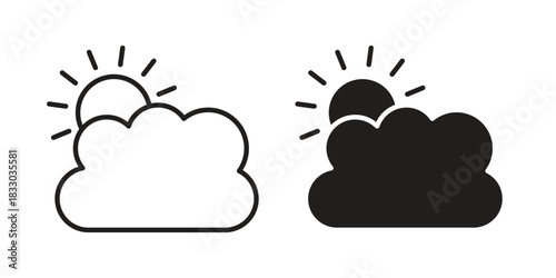 Partially cloudy icon silhouette abstract design. vector clipart designs