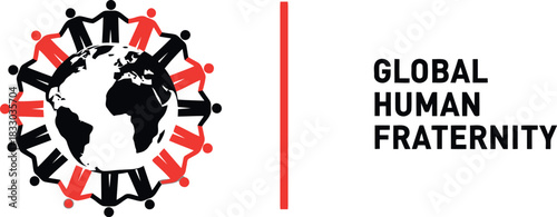 Global human fraternity concept, people united around earth