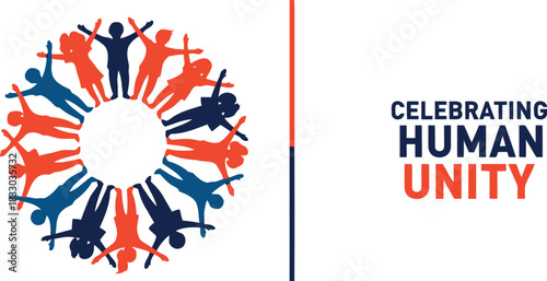 Celebrating human unity: diverse people in a connected circle