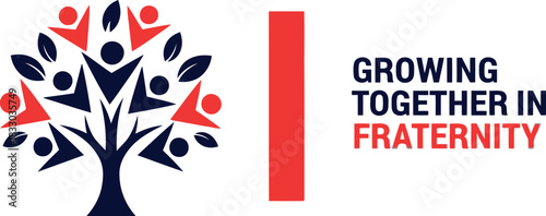 Fraternity community growth tree logo with abstract people figures