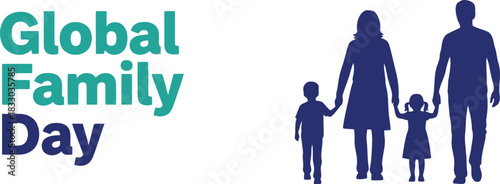 Global family day celebration with diverse family silhouette icon
