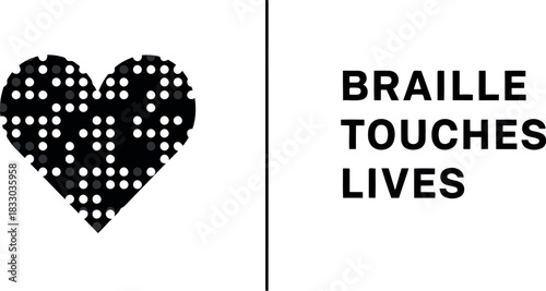 Braille touches lives heart symbol for visually impaired access