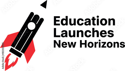 Education launches new horizons: rocket icon for learning growth