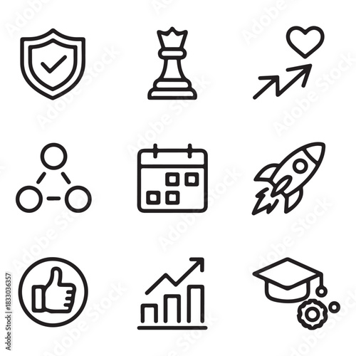 Management icons set vector
