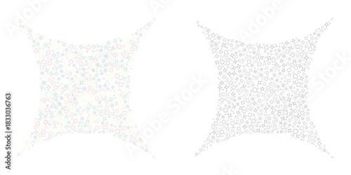 Abstract geometric shape design with colorful squares stars and circles creating a modern and visually appealing background for various creative applications a digital art creation