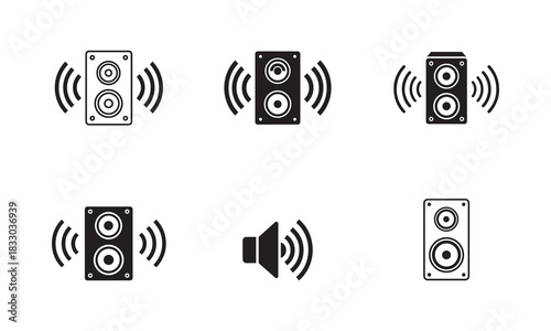 Set of  Speaker and Volume Icon Silhouettes Vector