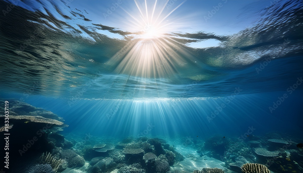 Naklejka premium underwater sunlight reflection