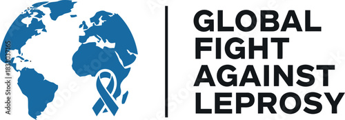 Global health initiative: earth with leprosy awareness ribbon