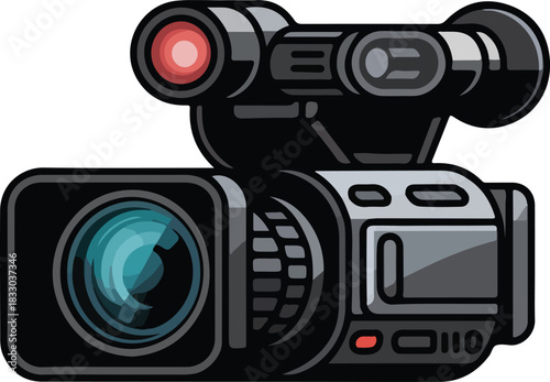 Professional video camera vector illustration for multimedia production and broadcasting industry content