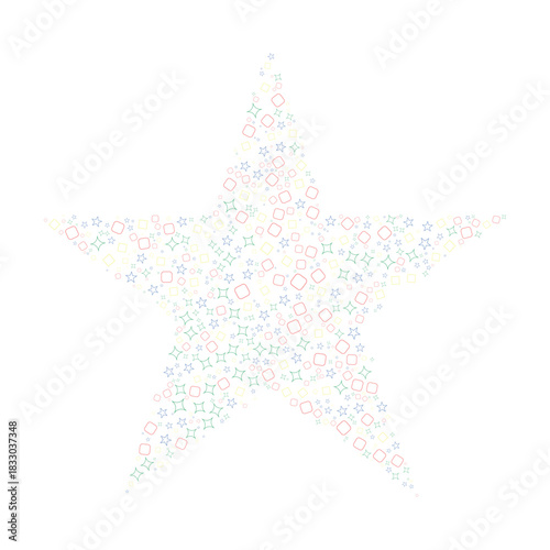 Abstract Star Composition with Geometric Shapes in Pastel Colours on transparent Background Perfect for Festive Celebrations and Modern Design Projects Creating a Unique Visual Experience