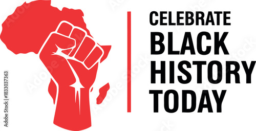Celebrating black history: african map and powerful raised fist