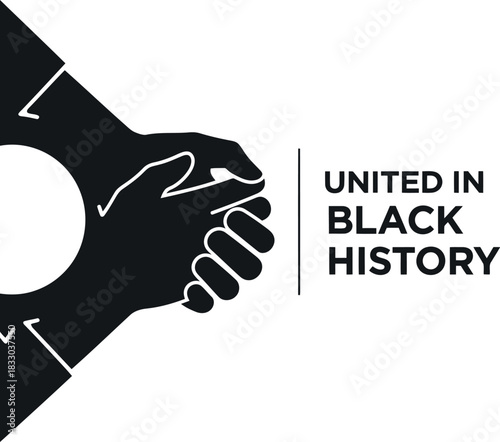 United in black history graphic: hands forming circle together