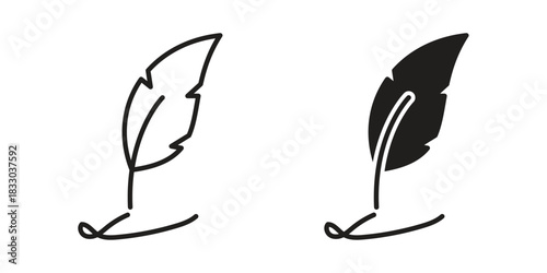Quill icon silhouette abstract design. vector clipart designs