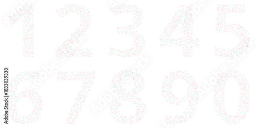 Colorful and Playful Number Set Made of Geometric Shapes for Educational and Design Purposes Offering a Cheerful and Whimsical Aesthetic Suitable for Childrens Products