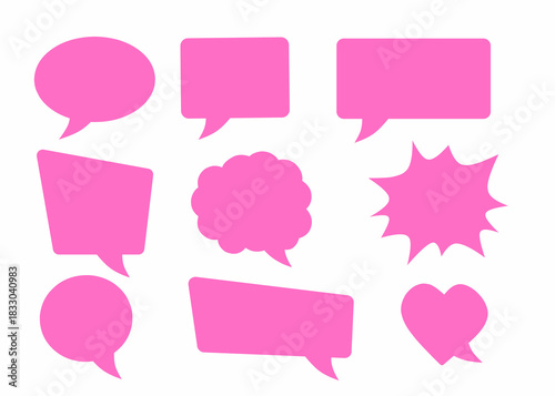 A set of pink speech bubbles for comics, messages, chats, stickers, and graphic design. Perfect for dialogue, highlights, social media elements, and creative layouts in modern illustrations.
