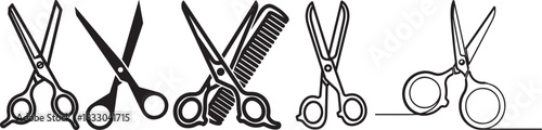 Vector Set of Hair Cutting Scissors and Shears Icons (Outline/Silhouette)
