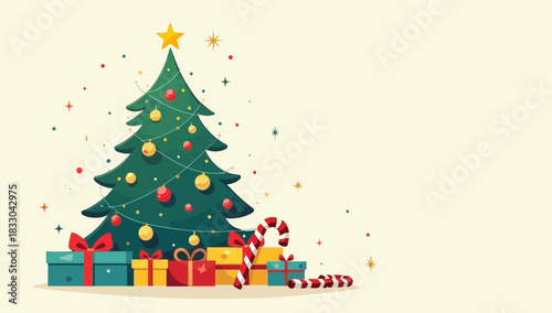 Cute Christmas Tree and Gifts