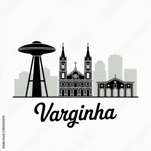 Varginha Skyline Silhouette — Coffee Capital City of Minas Gerais Brazil Vector Illustration