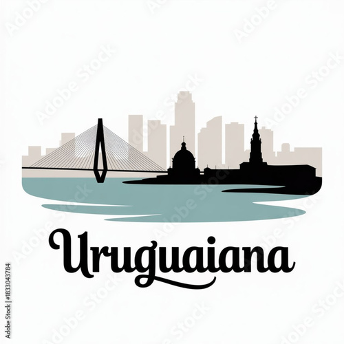Uruguaiana Skyline Silhouette — Border City on the Uruguay River in Brazil Vector Illustration