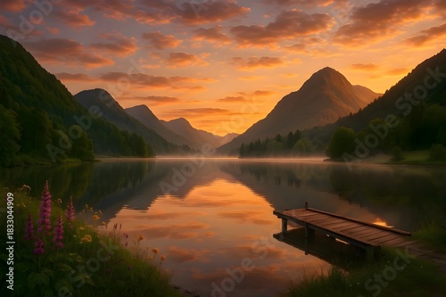sunrise over lake