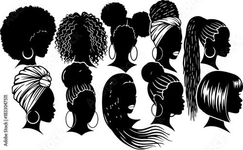 Black Woman Silhouette Hairstyles Collection