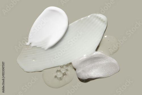 Cosmetic beauty products sample sawtch set collection. Cleansing cream, foam, peeling, milk, oil, lotion