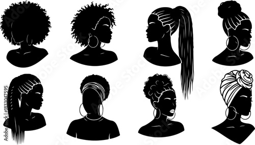 Black Woman Silhouette Hairstyles Collection