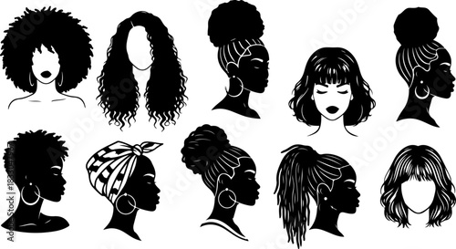 Black Woman Silhouette Hairstyles Collection