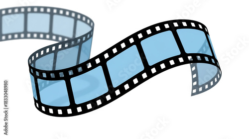 wavy translucent film strip curling in abstract dark background with soft lighting