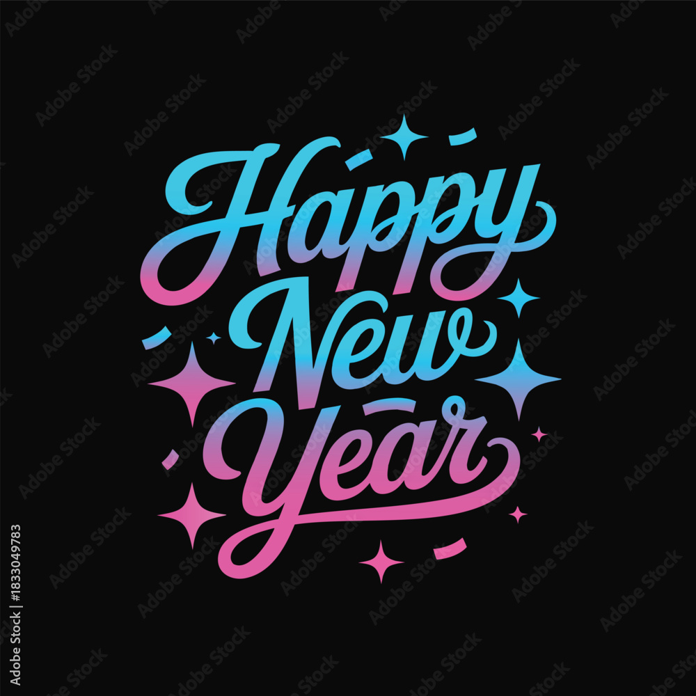 Obraz premium Happy new year modern lettering design