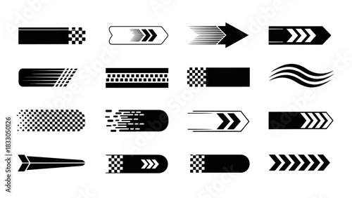 Collection of Racing Arrows and Directional Elements for Speed and Motion Design