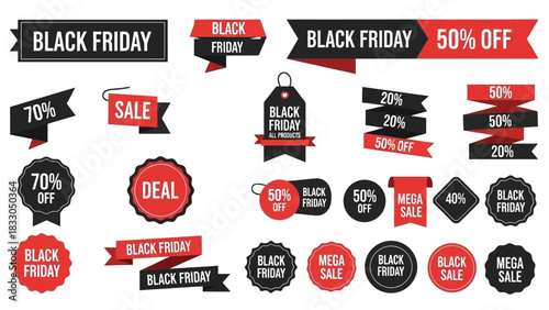Black Friday Sale Labels and Tags Collection - Perfect for Promotions and Discounts