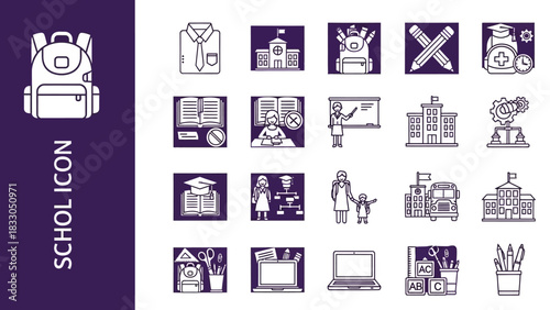 School and Education Icons A Collection of Learning and Study Symbols