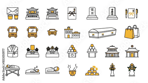 Funeral Service Icons Ceremony, Remembrance, and Japanese Tradition