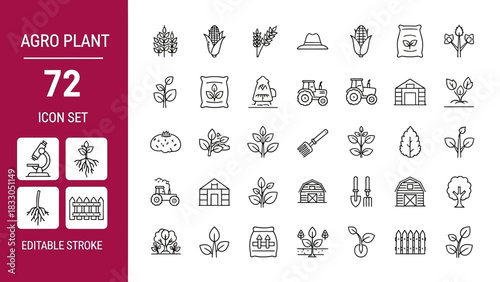 Agro Plant Icon Set A Comprehensive Collection of Agricultural and Plant-Related Icons
