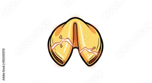 Cracked fortune cookie illustration revealing a hidden message inside.