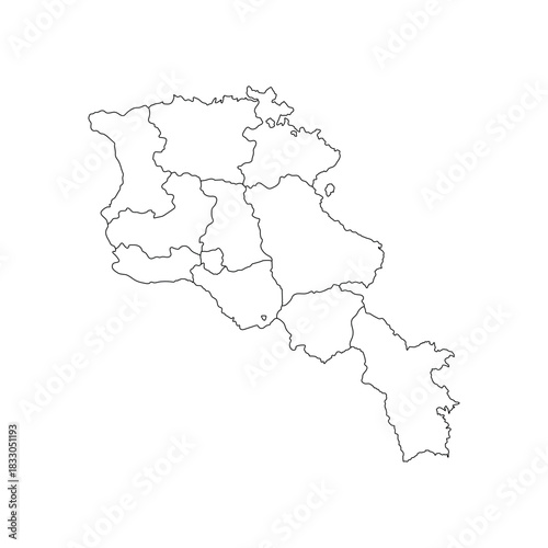 Armenia map with province area bundaries outline vector design