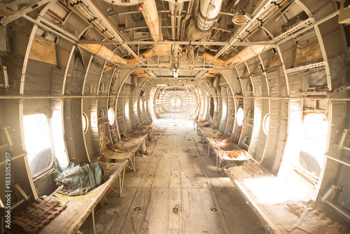 Photography Sunlit Abandoned Nord 2501 Noratlas Interior - Derelict Military Transport Cabin
