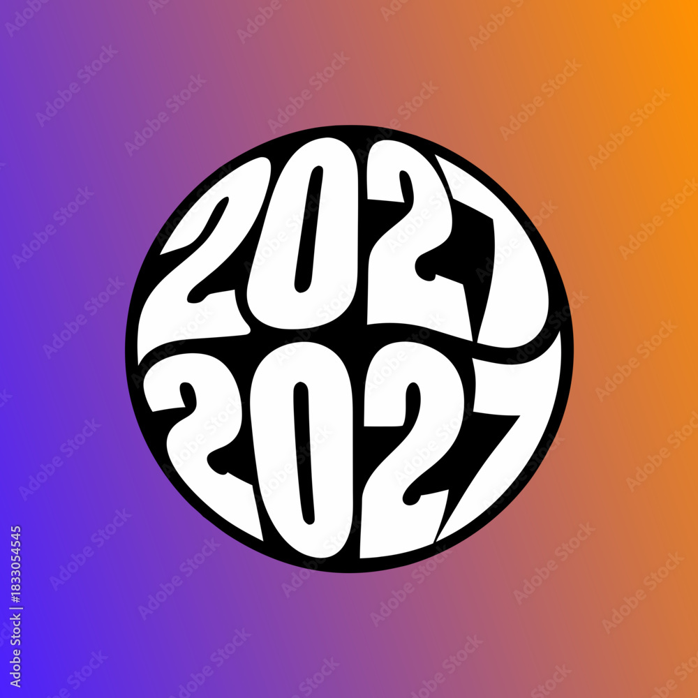 Obraz premium White 2021 2027 numbers in black circle on gradient background
