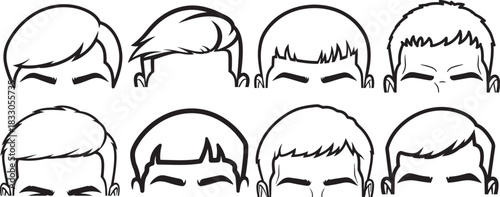 Vector Set of Men's Modern Hairstyles and Haircuts (Outline/Line Art)