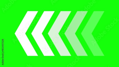 White left moving arrow animation on black background, simple backward direction indicator, clean minimal motion graphic for navigation, progress, and user interface concepts