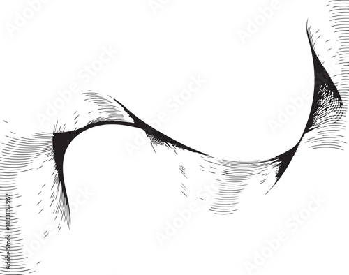 Black and white background vector sketch illustration of a girl with wings drawing nature art feather design