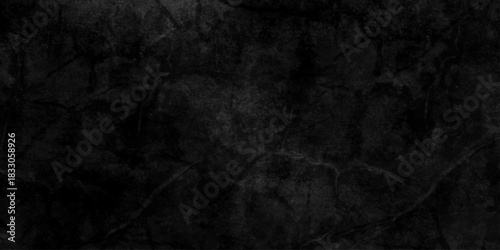 Black dark grunge stone texture with rough, natural crack wall surface background. uneven pattern resembling weathered black rock or charcoal. Panorama black canvas slate texture. marble background.