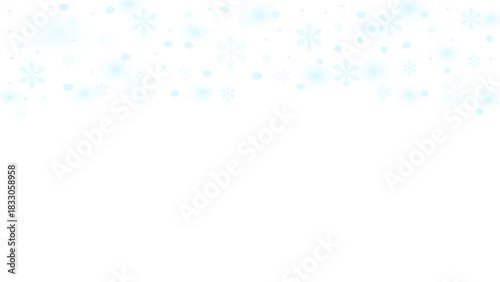 Abstract banner made of blue snowflakes on a transparent background. Vector illustration